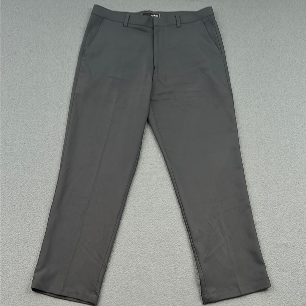OOBE Men’s Gray Trousers with Black Trim | Size 34x30 | Sleek Dress Pants | 100%